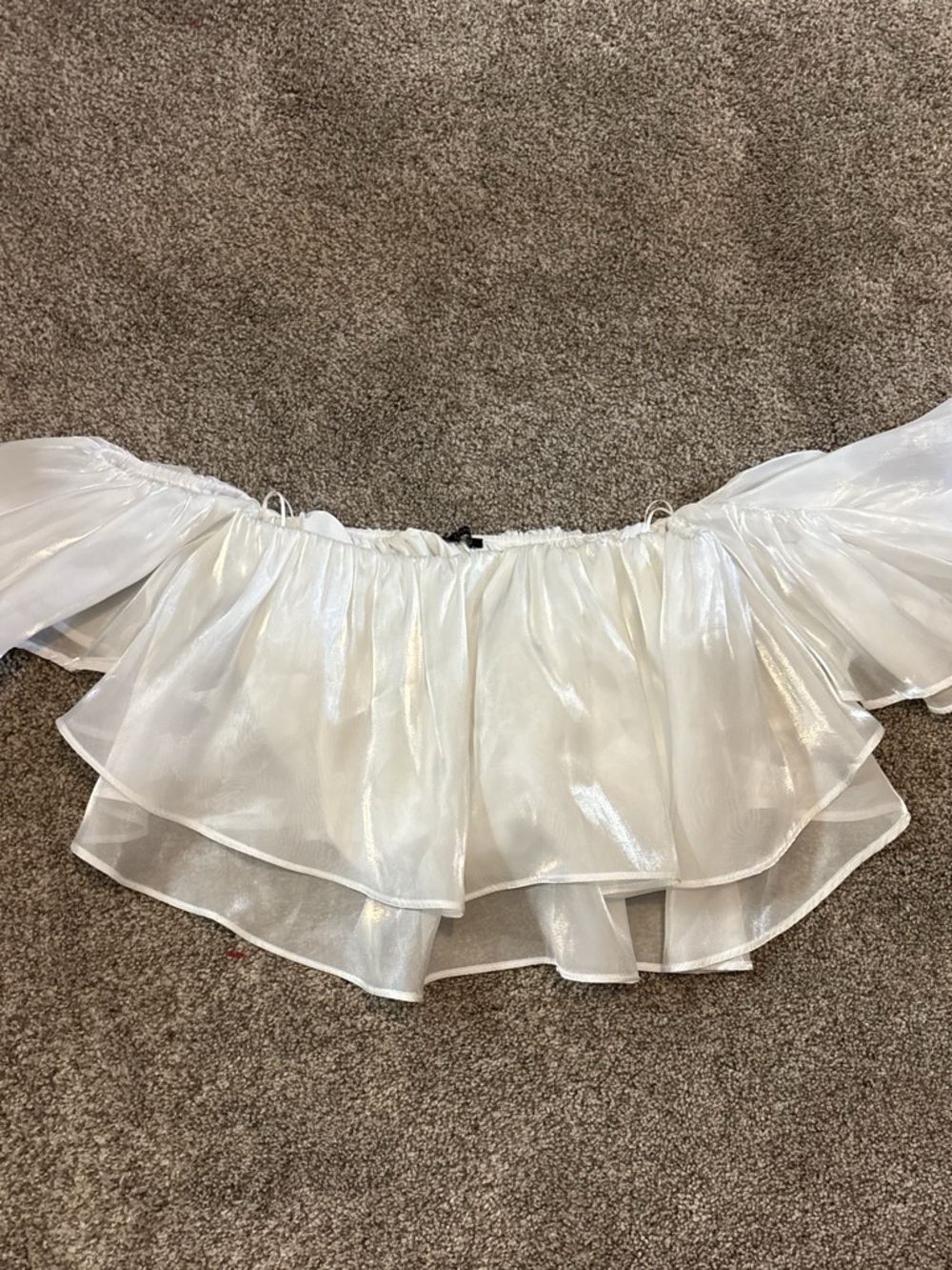 White Off-Shoulder Ruffled Skirt